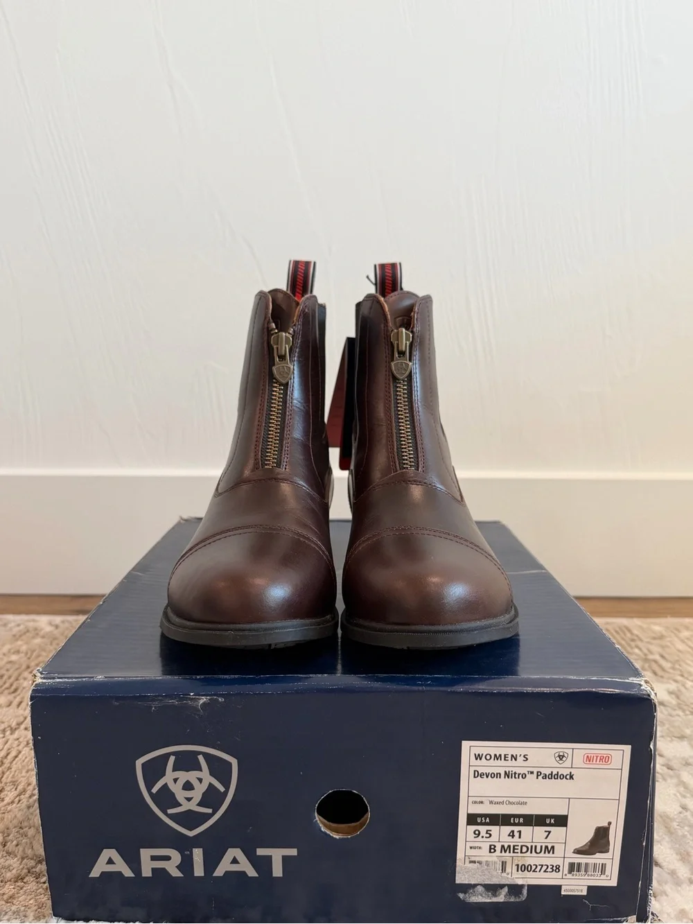 Ariat Women’s Devon Nitro Paddock Boots Size 9.5 B Zip Up In Waxed Chocolate